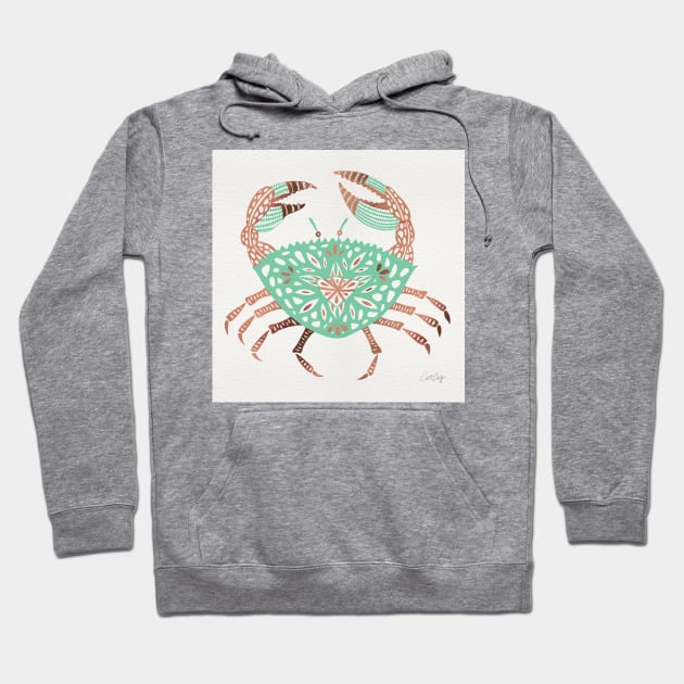 Rose Gold Mint Crab Hoodie by CatCoq